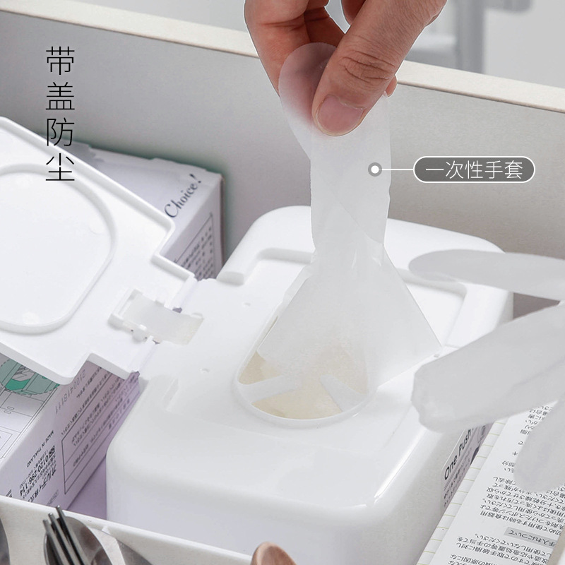 Yamada Japan Imported Push Button Wet Tissue Box Disposable Gloves with Lid Storage Box Makeup Remover Wet Tissue Box