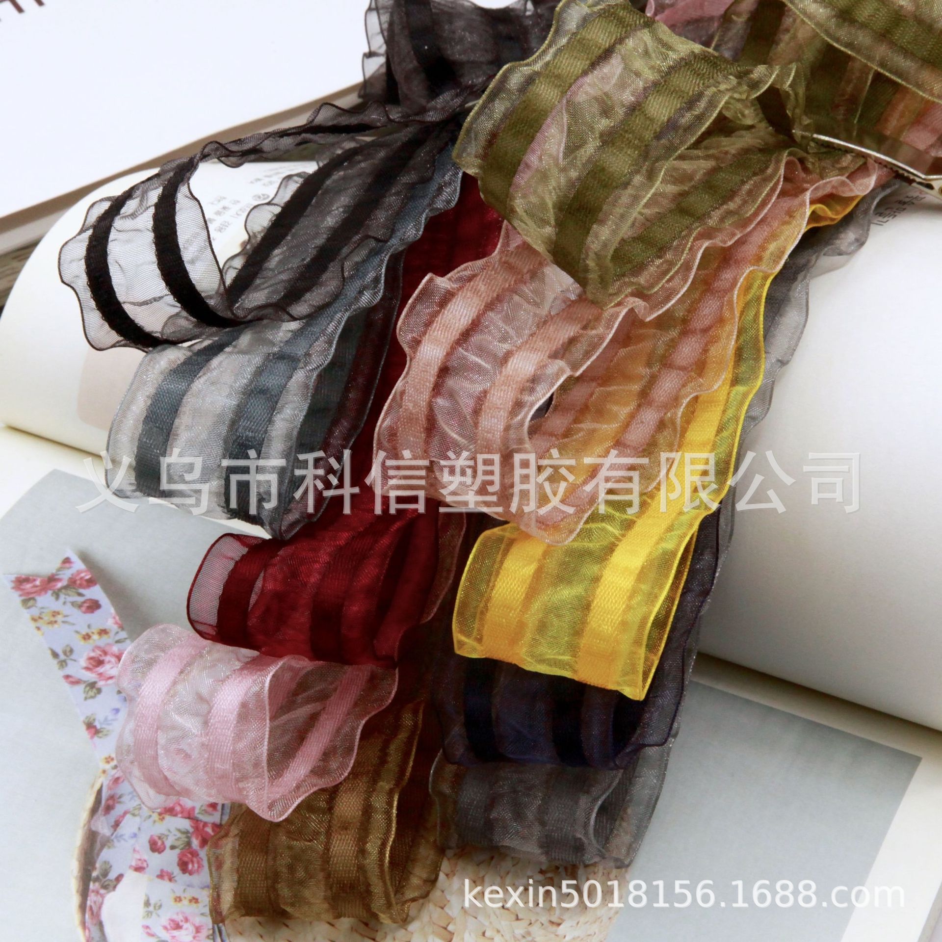 South Korea Imported Ribbon Pleated Skirt Band Handmade DIY Hair Accessories Belt Clothing Hat Accessories Gift Box
