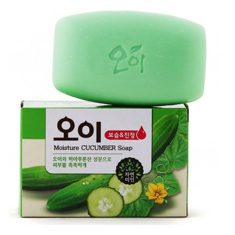 Korean Soap Unisex Refreshing Small Cucumber Soap Blackhead Removing Shrink Pores Imported Soap 100G Wholesale
