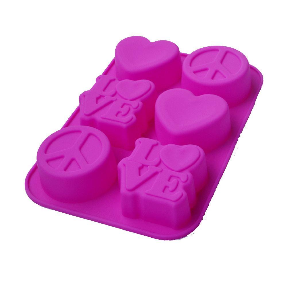 Lycansoul Edible Silicon Cake Baking Tray Mold Handmade Soap Appliance 6-Hole Geometric Love Modeling Lycansoul Edible Silicon Cake Baking Tray Mold Handmade Soap Appliance 6-Hole Geometric Love Modeling