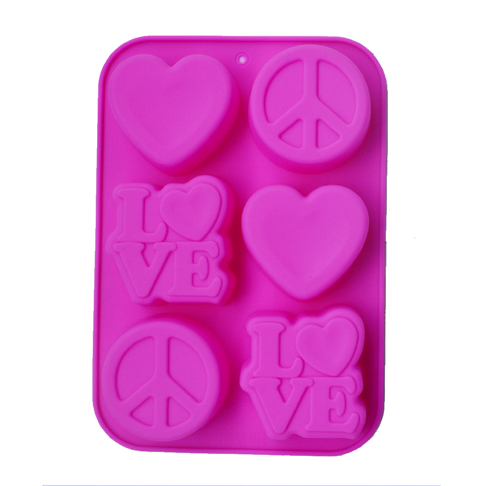 Lycansoul Edible Silicon Cake Baking Tray Mold Handmade Soap Appliance 6-Hole Geometric Love Modeling Lycansoul Edible Silicon Cake Baking Tray Mold Handmade Soap Appliance 6-Hole Geometric Love Modeling