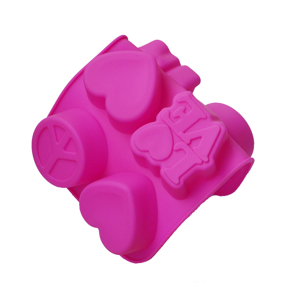 Lycansoul Edible Silicon Cake Baking Tray Mold Handmade Soap Appliance 6-Hole Geometric Love Modeling