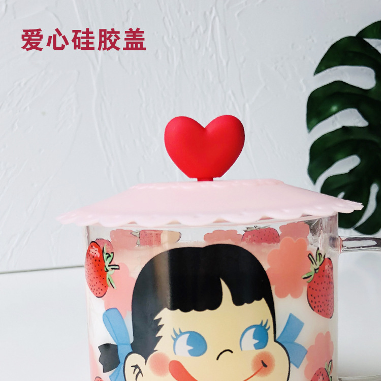 Japanese milk sister glass cup cute Cartoon cup breakfast cup girl heart strawberry drink cup ovenproof Cup