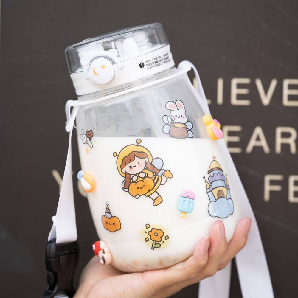 Cup Male and Female Cute Internet Sensation Straw LargeCapacity Water Cup Double Drink Lu Ke Burning Same Fresh Kettle