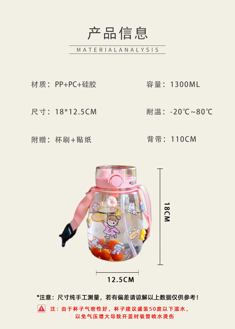 Cup Male and Female Cute Internet Sensation Straw LargeCapacity Water Cup Double Drink Lu Ke Burning Same Fresh Kettle