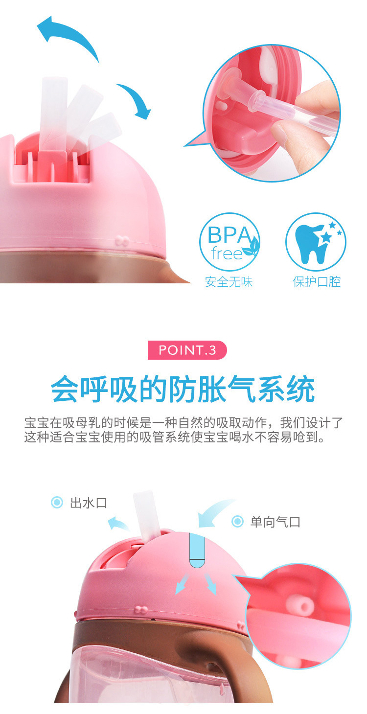 Japan Imported Pigeon/Pigeon Children's Cups Penguin Bottle Baby Learns to Drink Handle Straw Cup 330ml