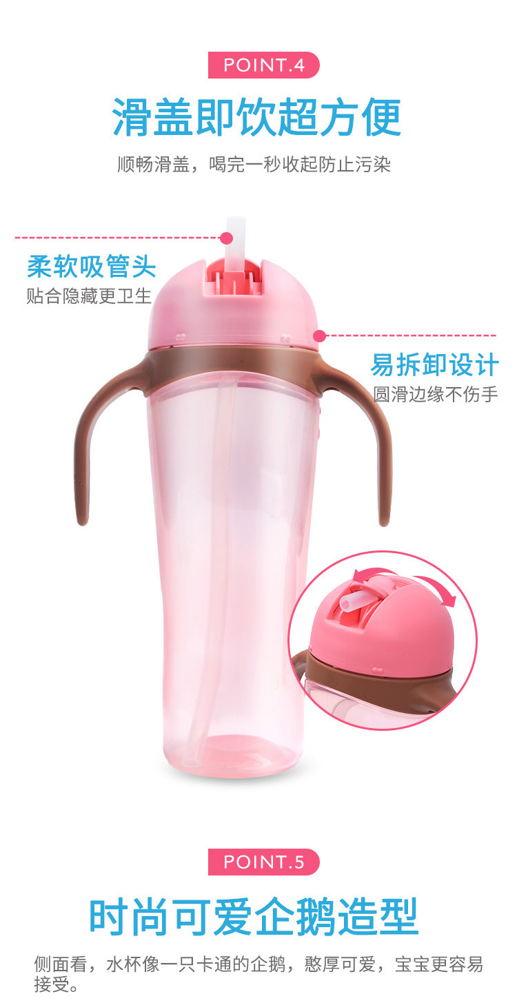 Japan Imported Pigeon/Pigeon Children's Cups Penguin Bottle Baby Learns to Drink Handle Straw Cup 330ml