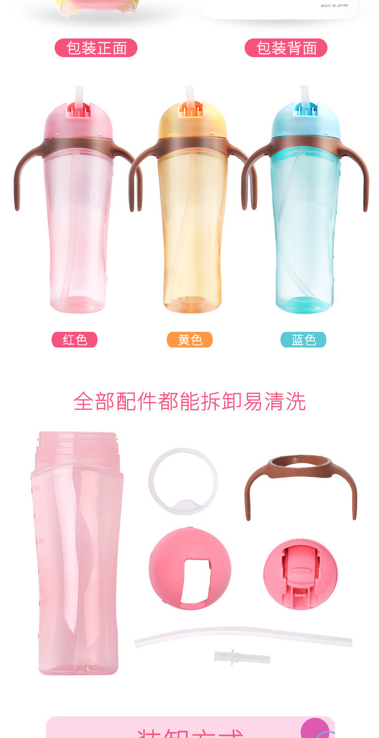 Japan Imported Pigeon/Pigeon Children's Cups Penguin Bottle Baby Learns to Drink Handle Straw Cup 330ml