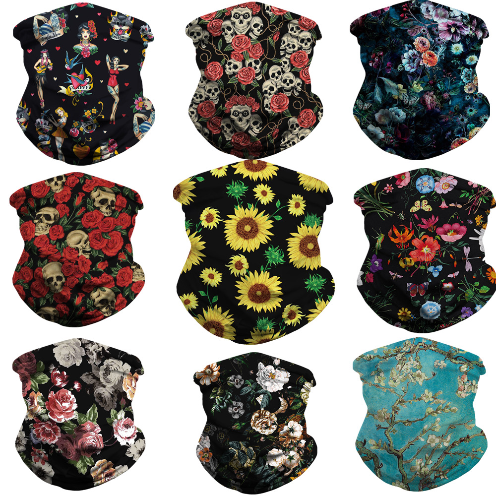 Amazon Flower Magic Face Towel Outdoor Sports Cycling Fishing Multi-Functional Scene Dustproof Ice Silk Bandana Mask