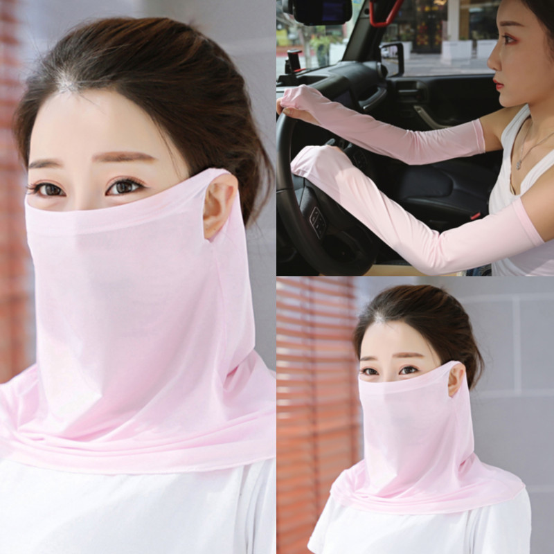 Ice Silk Mask Shawl Summer Thin Ear Hanging Ice Silk Neck Mask Riding Breathable Sun-Proof Sun Protection Mask Cover