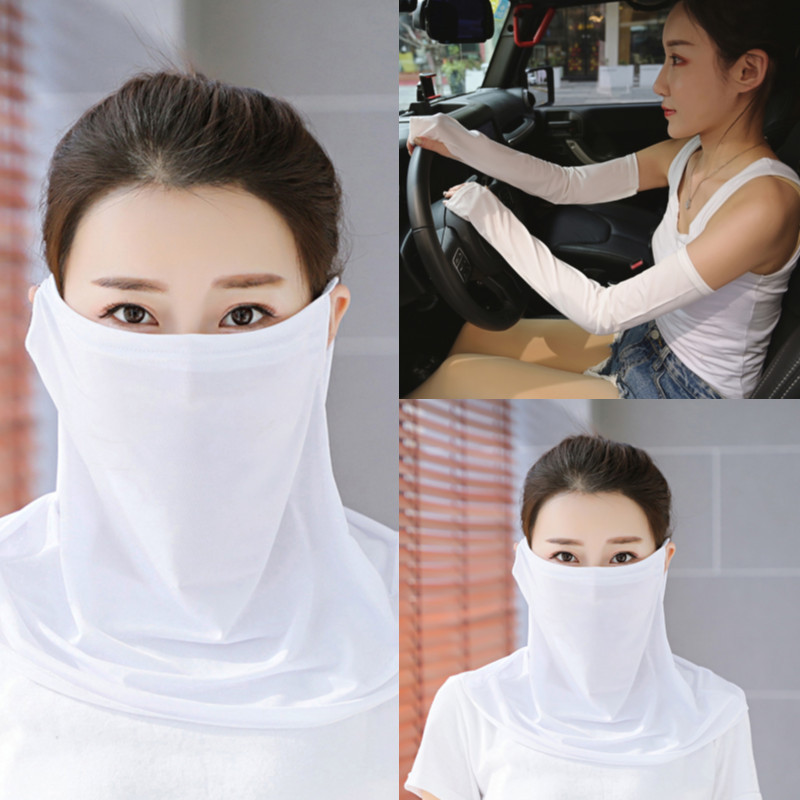 Ice Silk Mask Shawl Summer Thin Ear Hanging Ice Silk Neck Mask Riding Breathable Sun-Proof Sun Protection Mask Cover