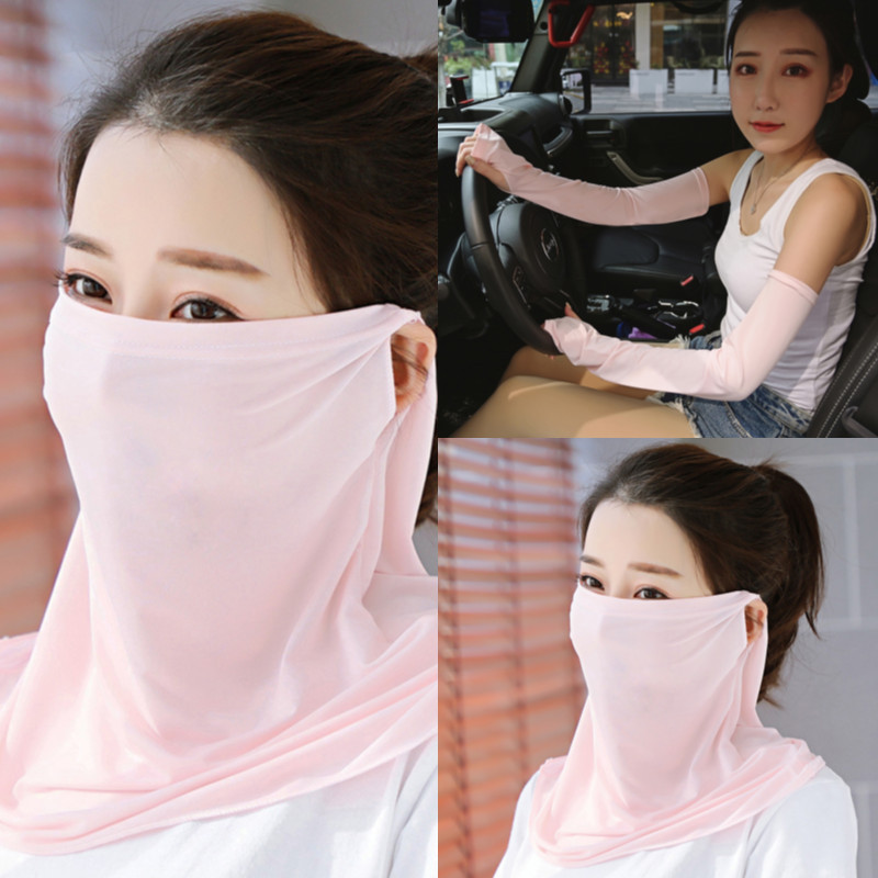 Ice Silk Mask Shawl Summer Thin Ear Hanging Ice Silk Neck Mask Riding Breathable Sun-Proof Sun Protection Mask Cover
