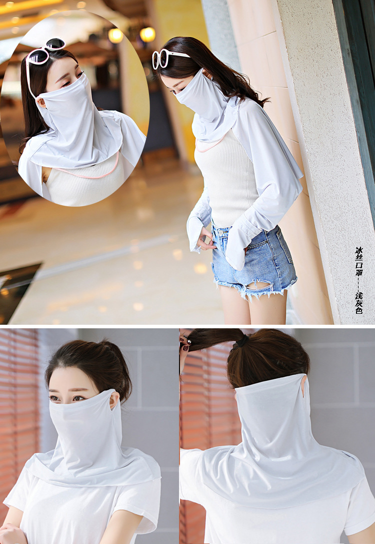 Ice Silk Mask Shawl Summer Thin Ear Hanging Ice Silk Neck Mask Riding Breathable Sun-Proof Sun Protection Mask Cover