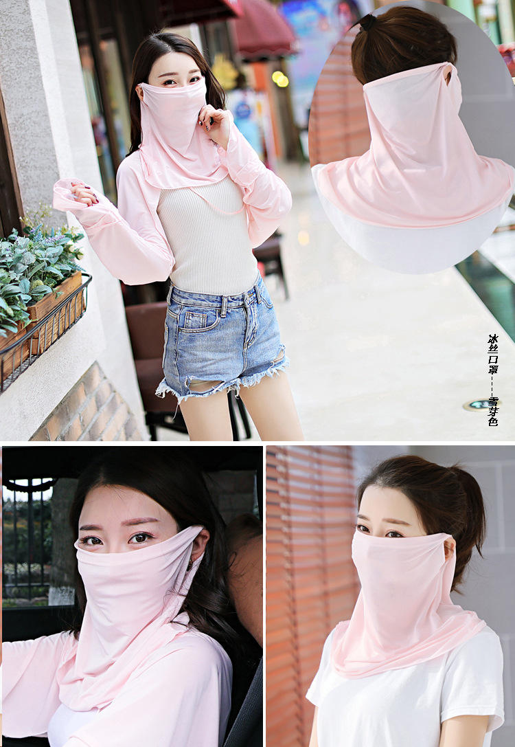 Ice Silk Mask Shawl Summer Thin Ear Hanging Ice Silk Neck Mask Riding Breathable Sun-Proof Sun Protection Mask Cover