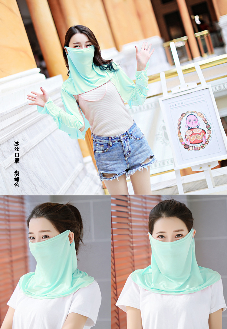Ice Silk Mask Shawl Summer Thin Ear Hanging Ice Silk Neck Mask Riding Breathable Sun-Proof Sun Protection Mask Cover