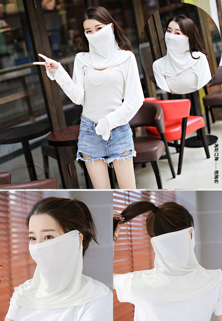 Ice Silk Mask Shawl Summer Thin Ear Hanging Ice Silk Neck Mask Riding Breathable Sun-Proof Sun Protection Mask Cover