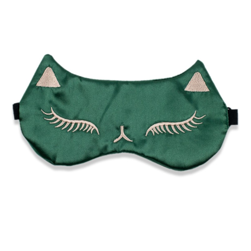 Cute Fox Cartoon Eye Mask Double-Sided Artificial Silk Blackout Sleep Eye Shield Travel Eyeshade