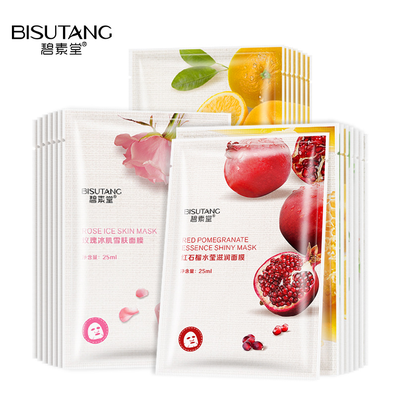 Bisutang Real Silk Fruit Mask Women Moisturizing Softening Skin Plant Mask Piece Wholesale