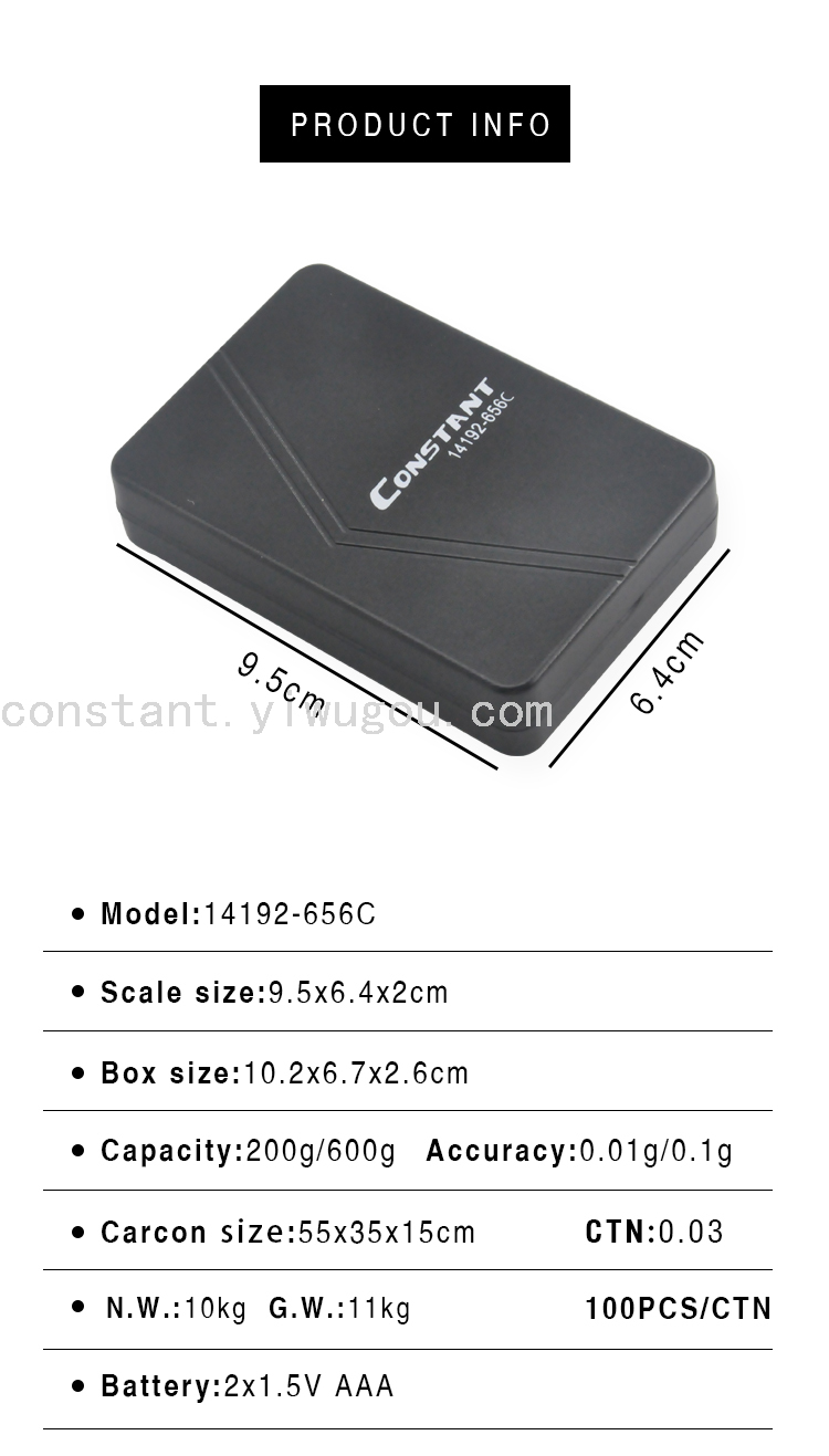 [Constant-656C] Electronic Scale Gold Jewelry Gram Weighing Scale Food High-Precision Kitchen Baking Scale Jewelry Scale