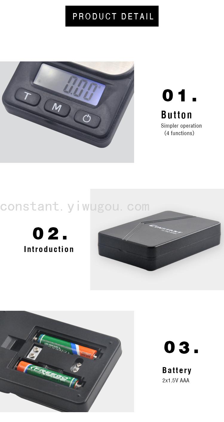 [Constant-656C] Electronic Scale Gold Jewelry Gram Weighing Scale Food High-Precision Kitchen Baking Scale Jewelry Scale