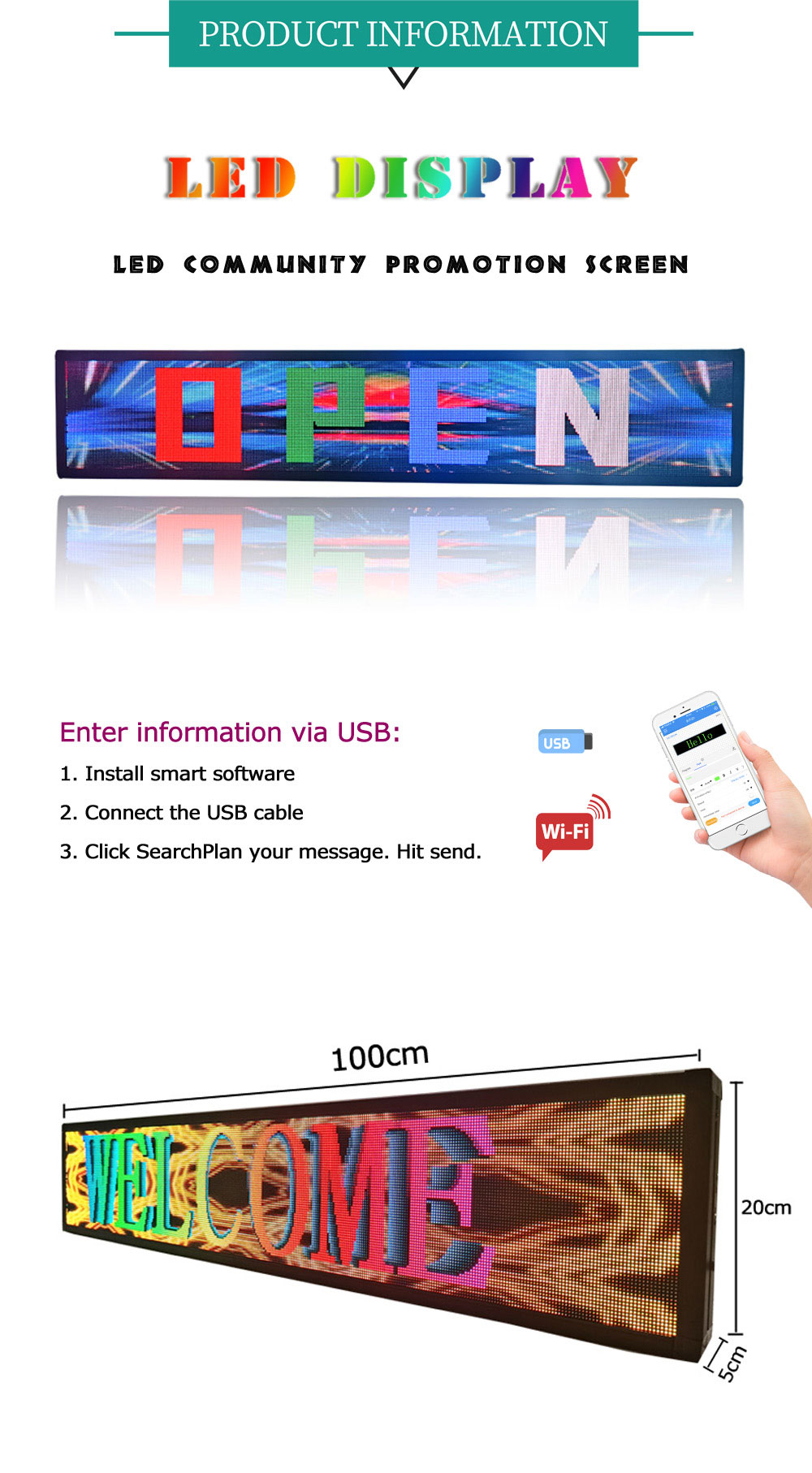 Changeable Billboard HD LED Screen WiFi Display Wholesale Changeable Billboard HD LED Screen WiFi Display Wholesale