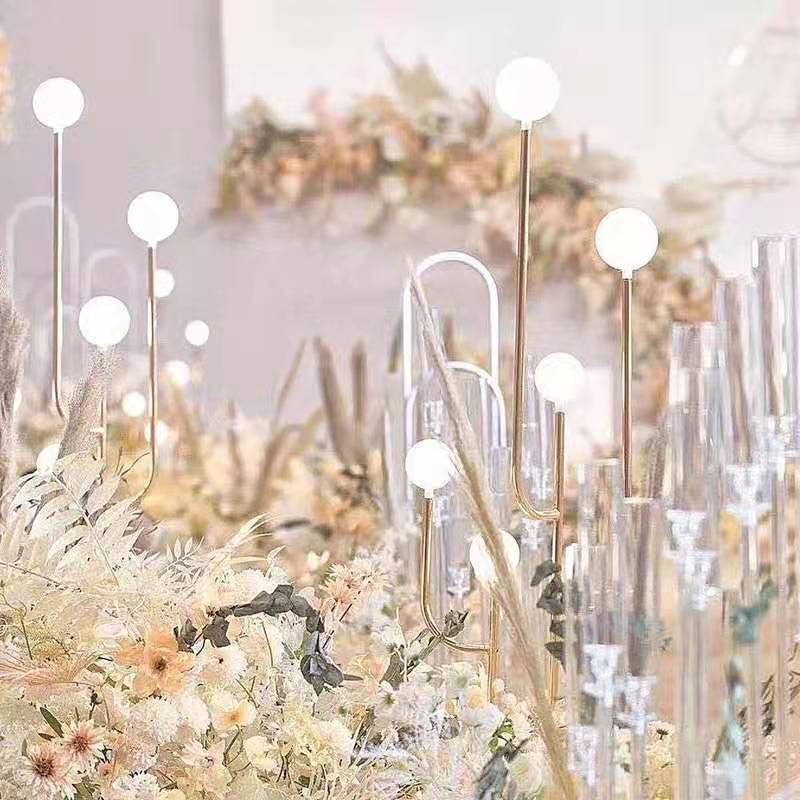 Wedding Props 5-Head Iron Electroplating round Globe Road Lead Lamp T Table Decoration Wedding Hall Decorative Lamp