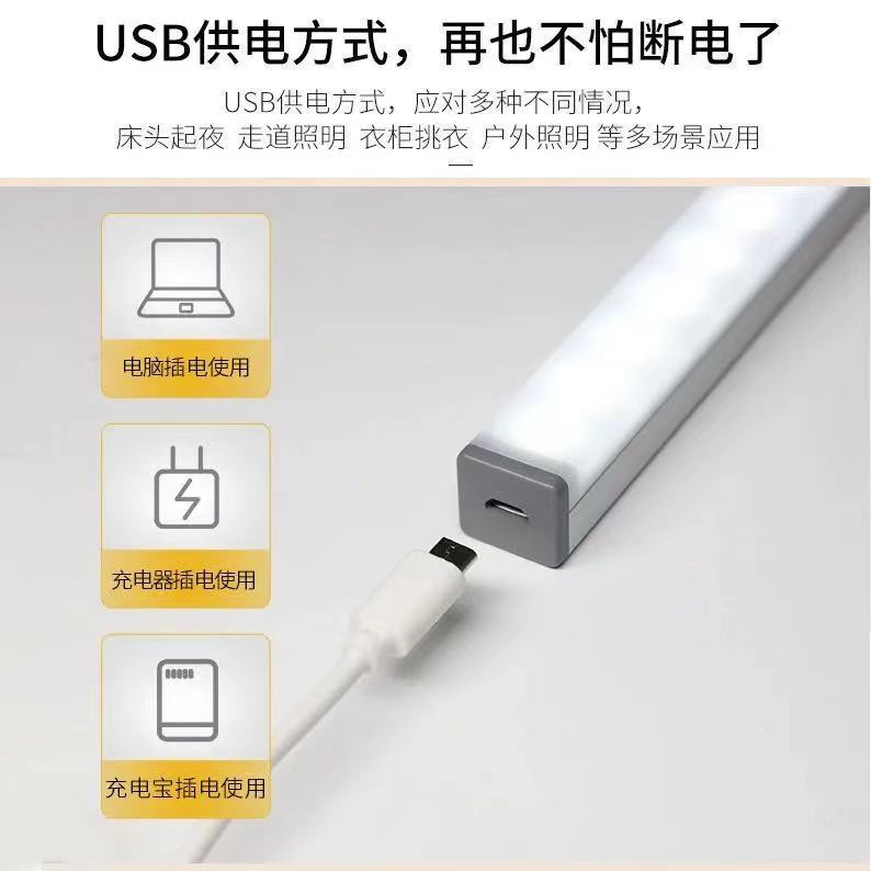 Body Induction Strip USB Charging Small Night Lamp Wardrobe Led Creative BedsideUse Student Learning Indoor Desk Lamp