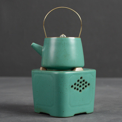 JapaneseStyle LoopHandled Teapot Coarse Pottery Teapot Warm Teapot Alcohol Lamp TeaBoiling Stove Ceramic Kung Fu Tea Set