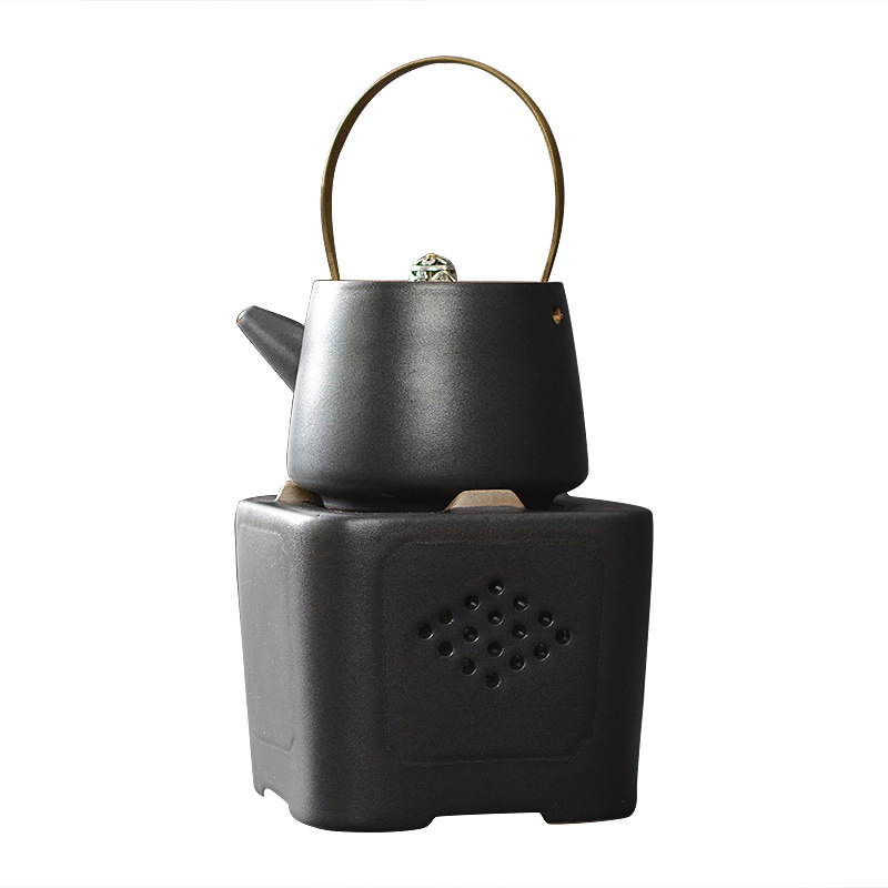 JapaneseStyle LoopHandled Teapot Coarse Pottery Teapot Warm Teapot Alcohol Lamp TeaBoiling Stove Ceramic Kung Fu Tea Set