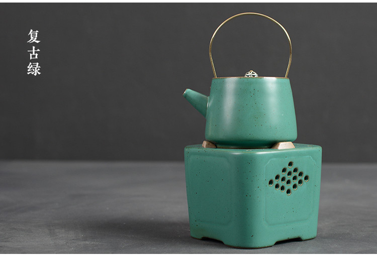 JapaneseStyle LoopHandled Teapot Coarse Pottery Teapot Warm Teapot Alcohol Lamp TeaBoiling Stove Ceramic Kung Fu Tea Set