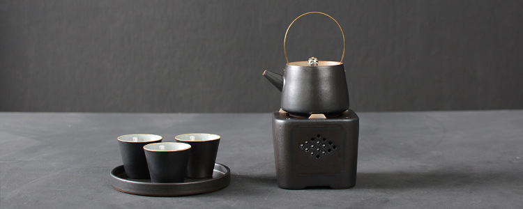 JapaneseStyle LoopHandled Teapot Coarse Pottery Teapot Warm Teapot Alcohol Lamp TeaBoiling Stove Ceramic Kung Fu Tea Set