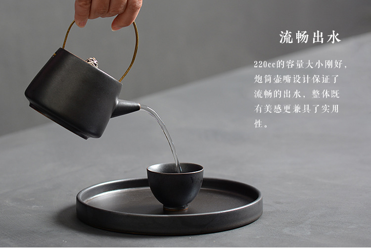 JapaneseStyle LoopHandled Teapot Coarse Pottery Teapot Warm Teapot Alcohol Lamp TeaBoiling Stove Ceramic Kung Fu Tea Set