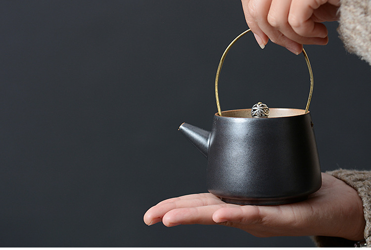 JapaneseStyle LoopHandled Teapot Coarse Pottery Teapot Warm Teapot Alcohol Lamp TeaBoiling Stove Ceramic Kung Fu Tea Set