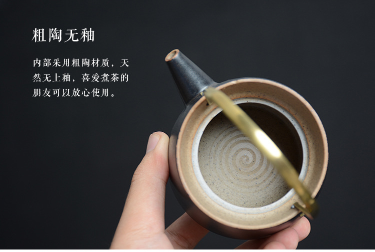 JapaneseStyle LoopHandled Teapot Coarse Pottery Teapot Warm Teapot Alcohol Lamp TeaBoiling Stove Ceramic Kung Fu Tea Set