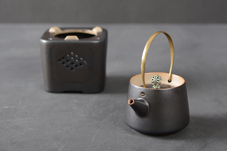 JapaneseStyle LoopHandled Teapot Coarse Pottery Teapot Warm Teapot Alcohol Lamp TeaBoiling Stove Ceramic Kung Fu Tea Set