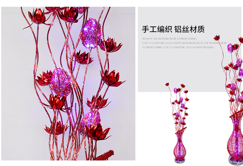 Led Red Floor Lamp Wedding Road Lead Aluminum Steel Artisan Vase Creative Living Room Decoration Nordic Style