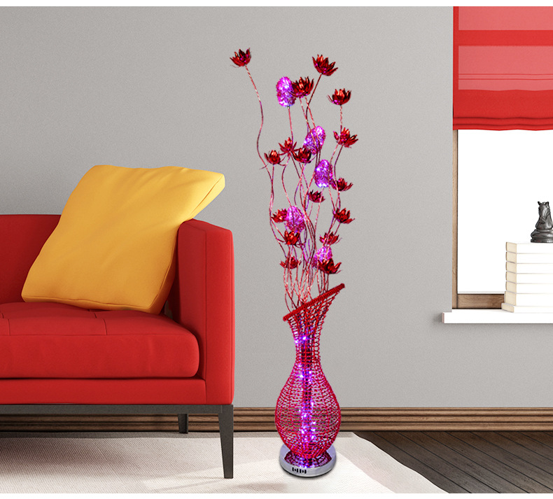 Led Red Floor Lamp Wedding Road Lead Aluminum Steel Artisan Vase Creative Living Room Decoration Nordic Style
