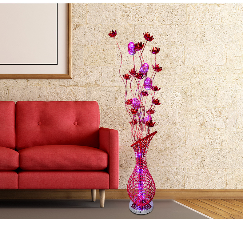Led Red Floor Lamp Wedding Road Lead Aluminum Steel Artisan Vase Creative Living Room Decoration Nordic Style