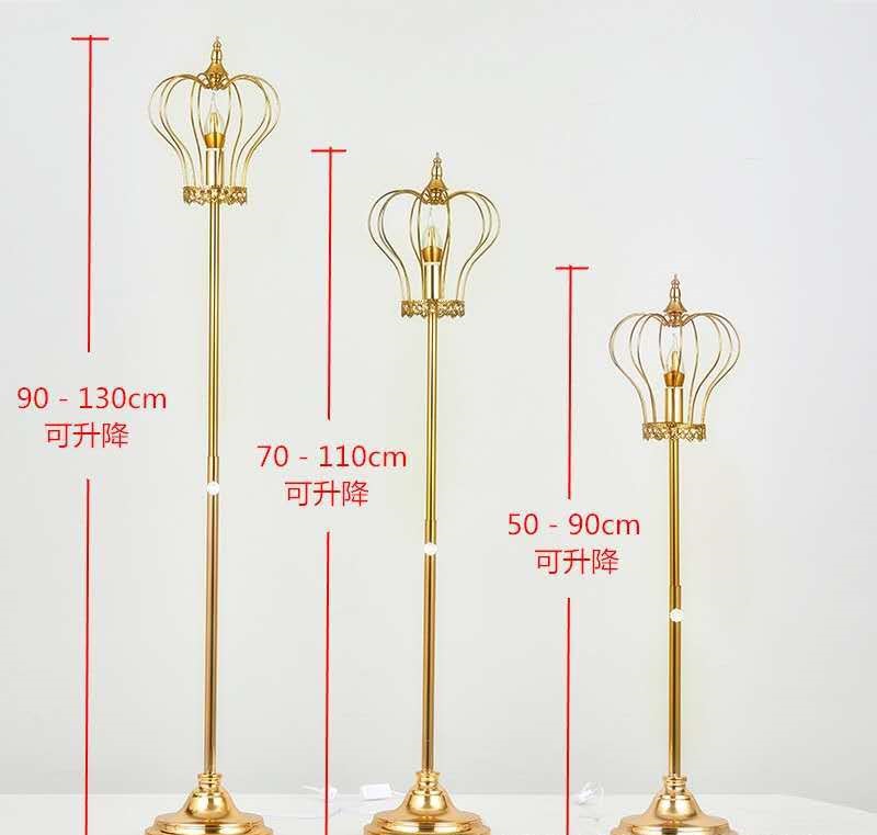 Wedding Props Wrought Iron Electroplated Diamond Three-Piece Set Crown Road Lead Lamp Decoration Stage Site Layout