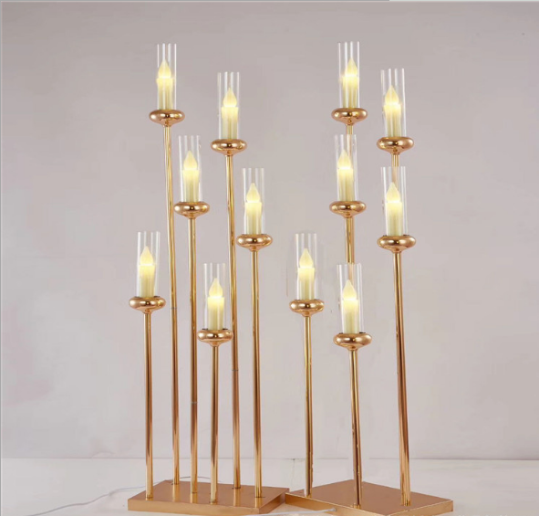 New Wedding Props Road Lead Iron Plating 9 Candles Candlestick Lamp Hotel Wedding Hall Layout Decoration Ornaments