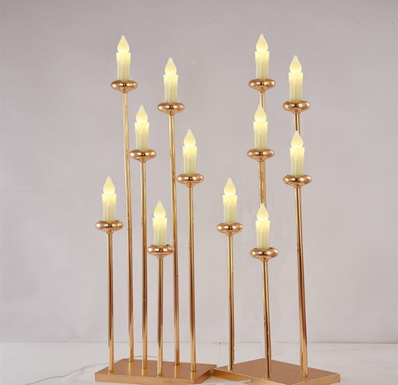 New Wedding Props Road Lead Iron Plating 9 Candles Candlestick Lamp Hotel Wedding Hall Layout Decoration Ornaments