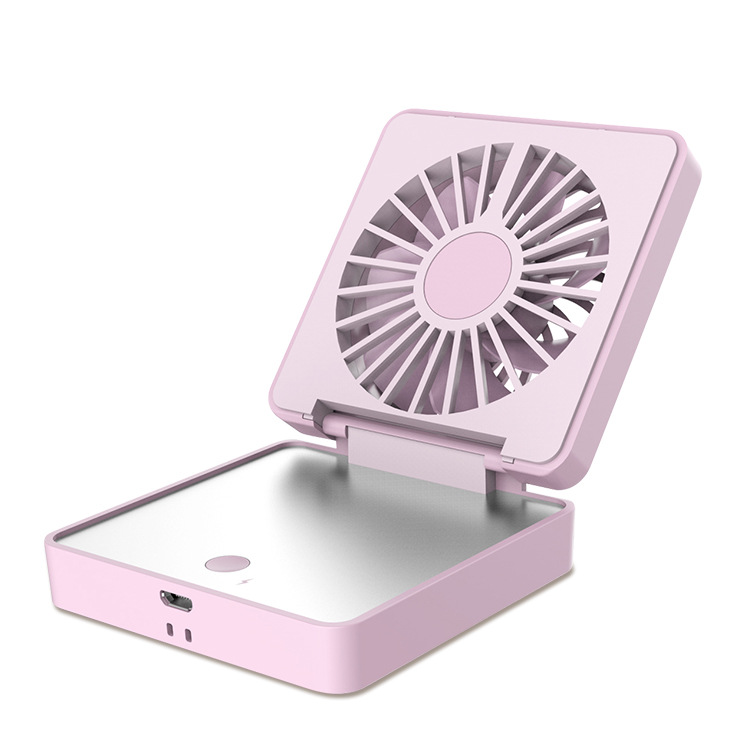 The New folding pocket fan usb charging mini handheld fan student portable mirror small fan manufacturer