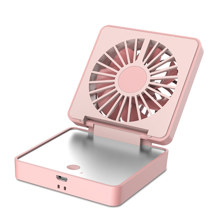The New folding pocket fan usb charging mini handheld fan student portable mirror small fan manufacturer