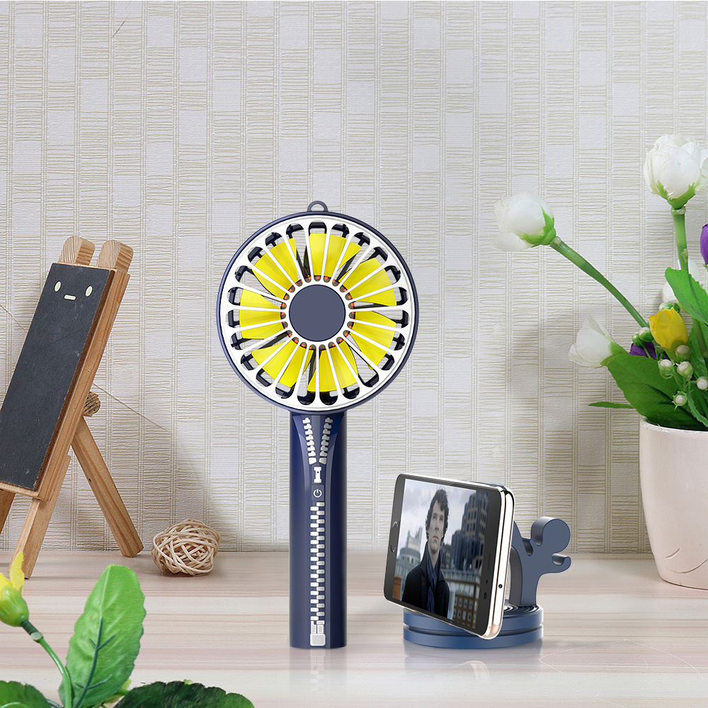 Zipper Mini Hand-held Small Fan, USB Charging Portable Small Fan