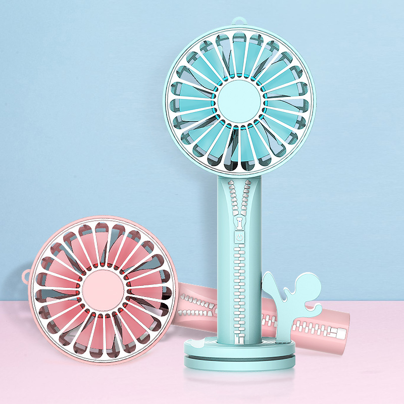 Zipper Mini Hand-held Small Fan, USB Charging Portable Small Fan