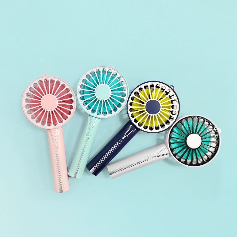 Zipper Mini Hand-held Small Fan, USB Charging Portable Small Fan