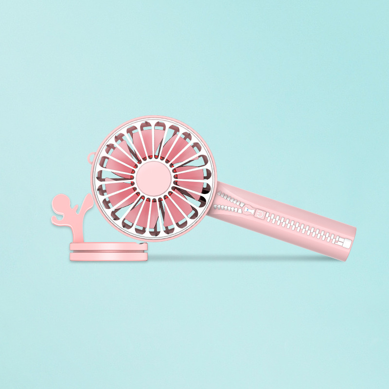 Zipper Mini Hand-held Small Fan, USB Charging Portable Small Fan