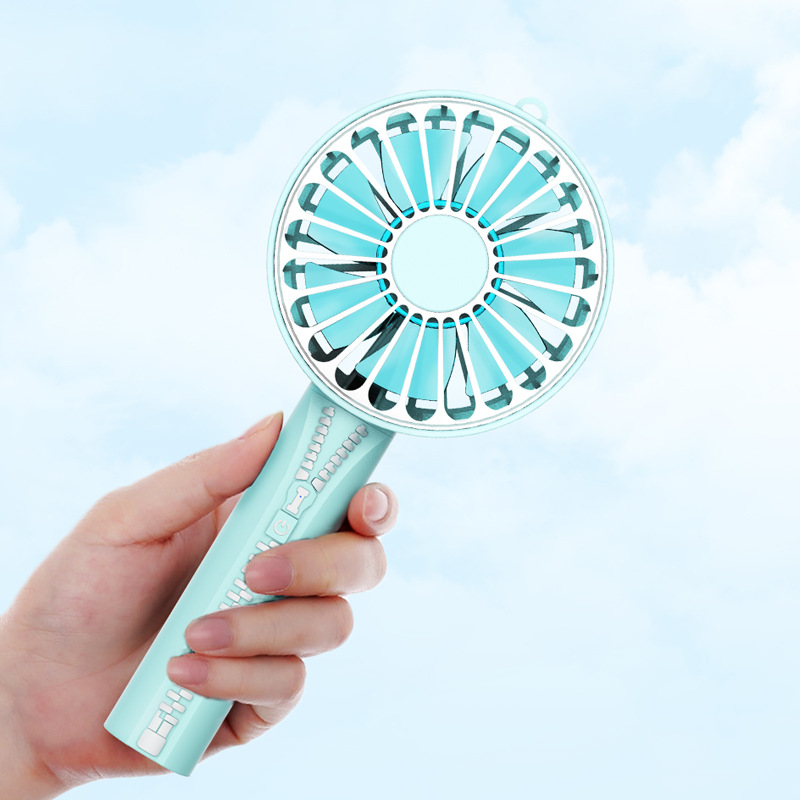 Zipper Mini Hand-held Small Fan, USB Charging Portable Small Fan