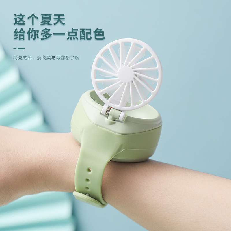 New Watch Fan Mini Handheld Spray Humidification Pocket Portable Folding Halter USB Rechargeable Small Fan