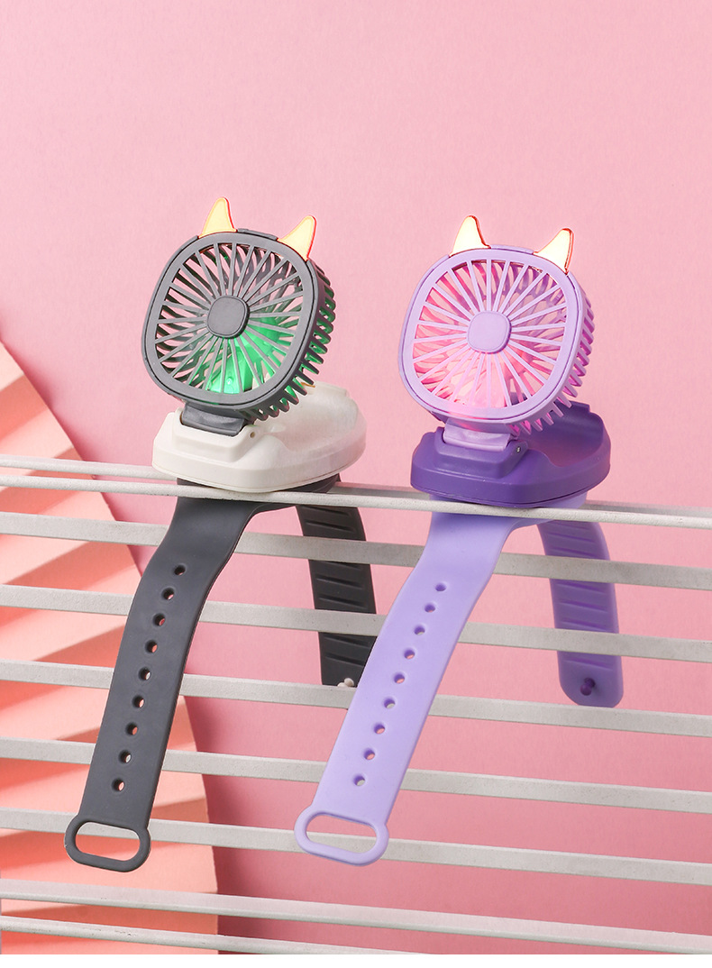 New Watch Fan Mini Handheld Spray Humidification Pocket Portable Folding Halter USB Rechargeable Small Fan